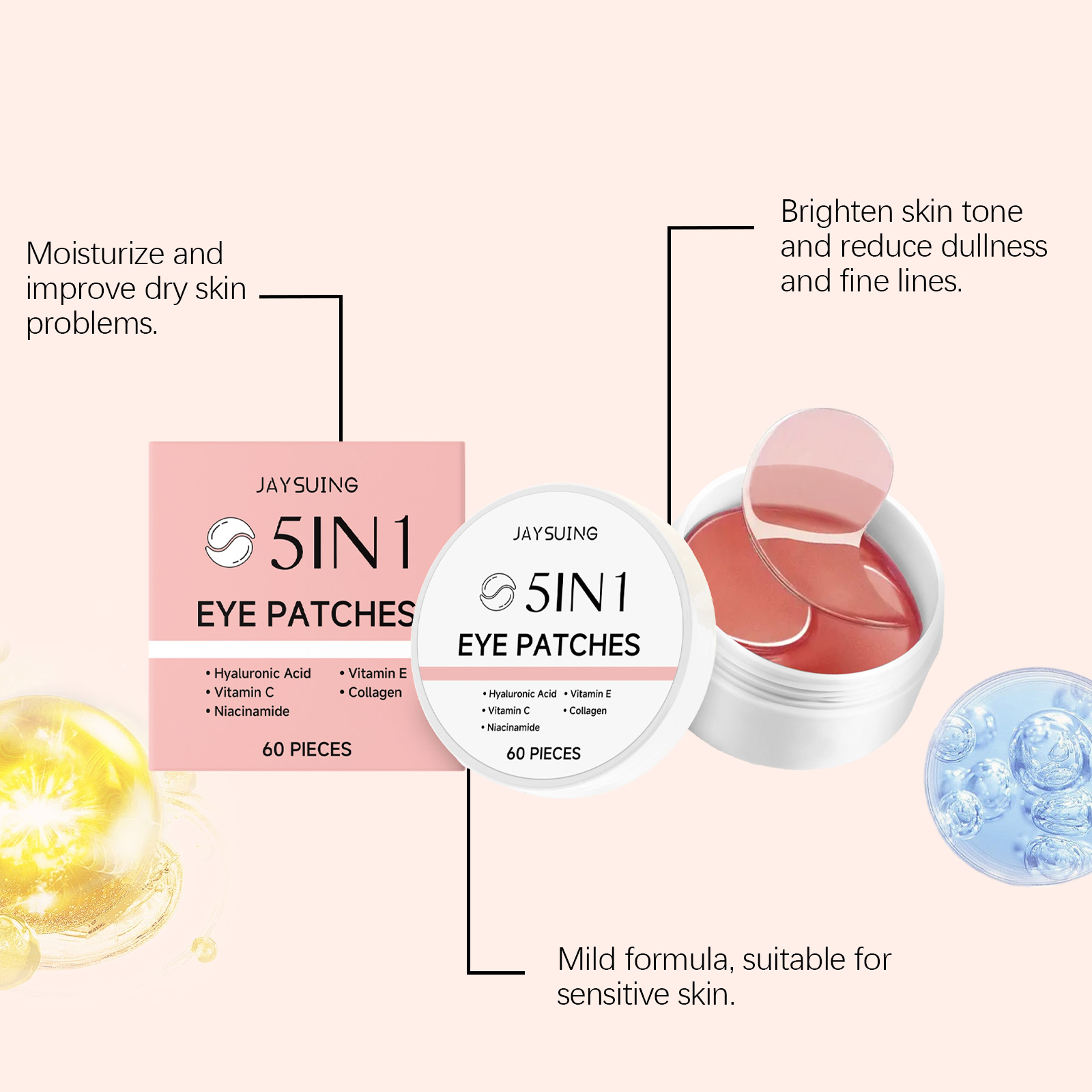 JAYSUING Set di 60 Patch Occhi - Hyaluronic Acid Facial Serum recensione e prezzo