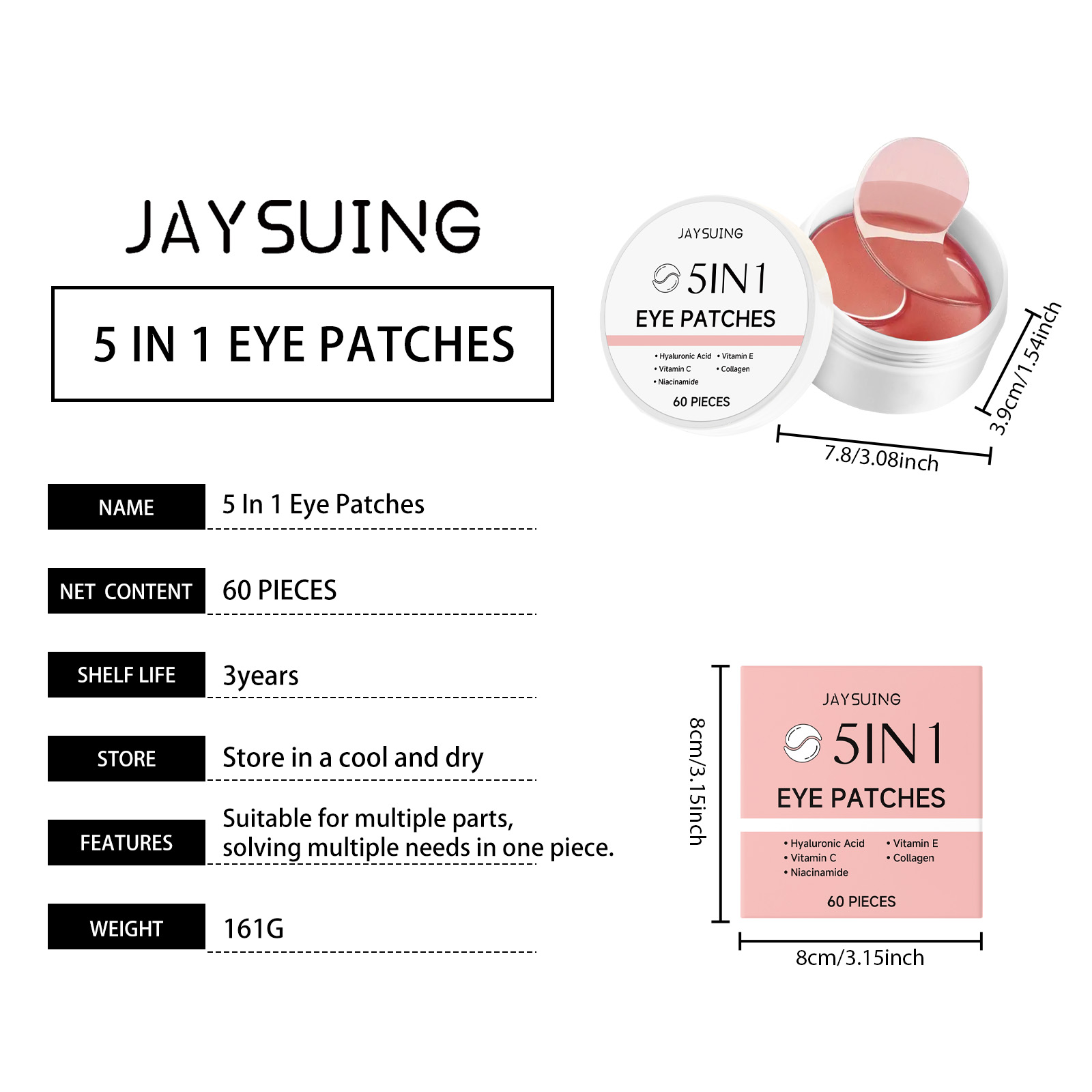 JAYSUING Set di 60 Patch Occhi - Hyaluronic Acid Facial Serum recensione e prezzo